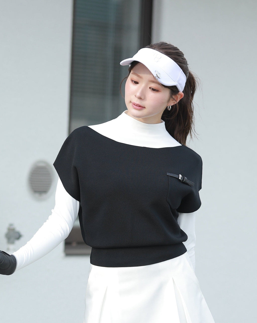 2way layered knit set (BLACK)