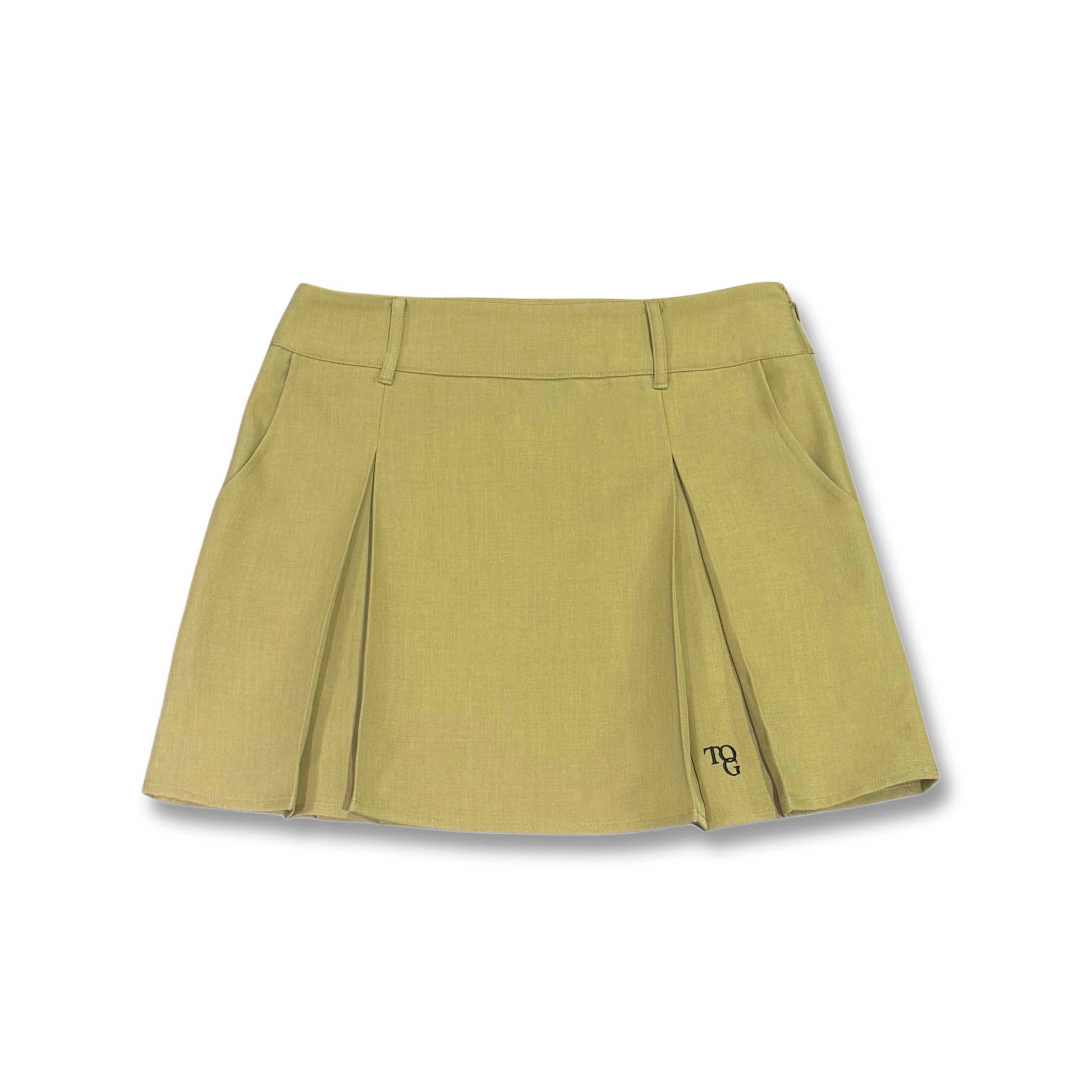 Side pleats skirt (BEIGE)
