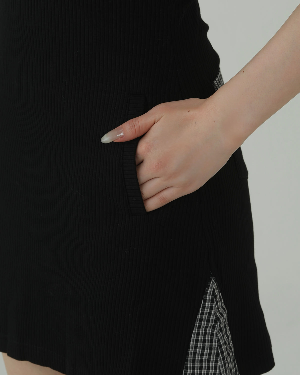 Layered-look mini dress (BLACK)
