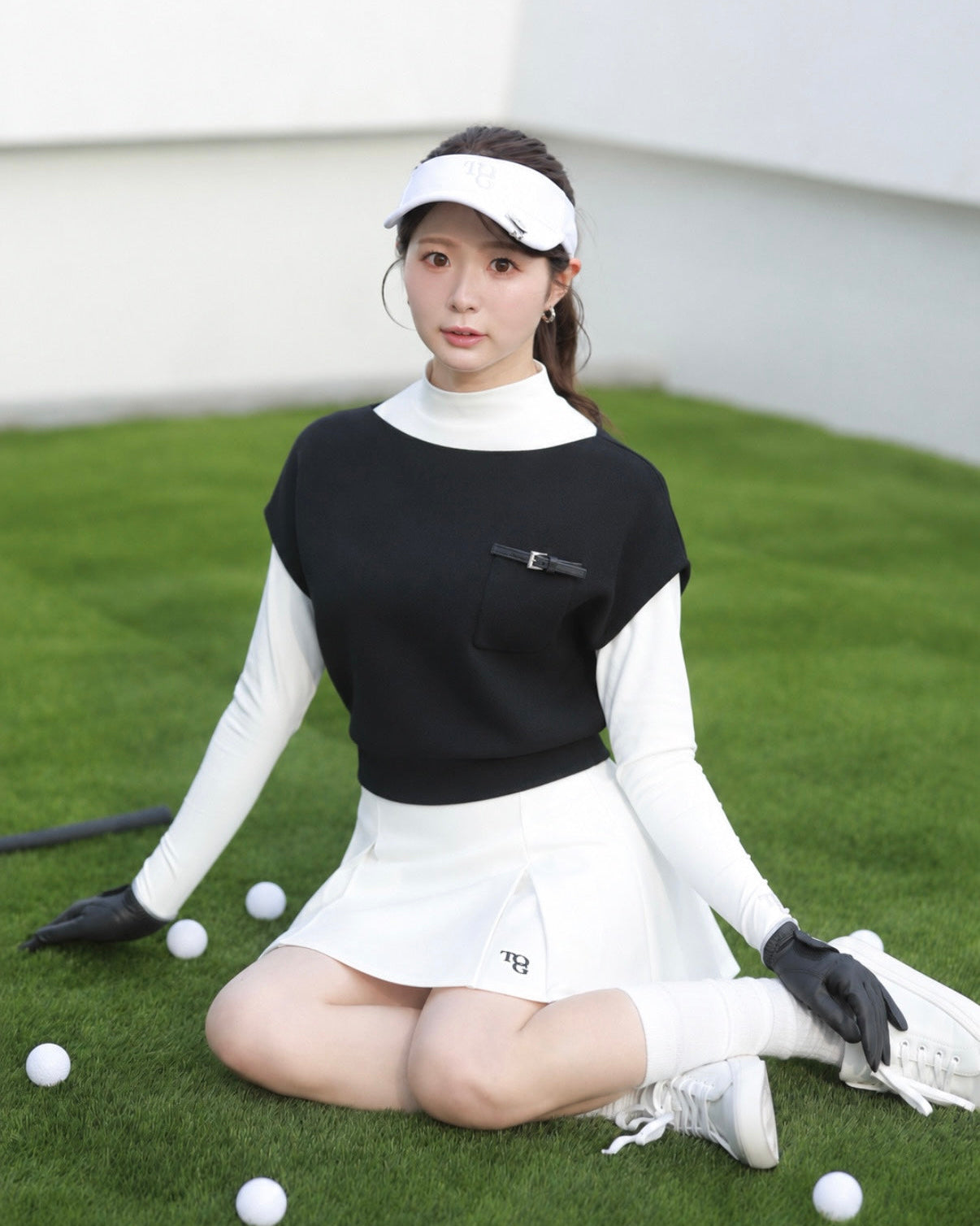 2way layered knit set (BLACK)