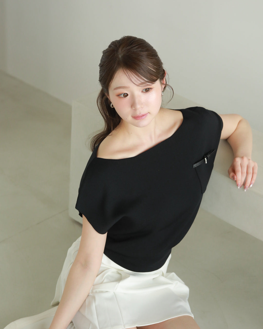2way layered knit set (BLACK)