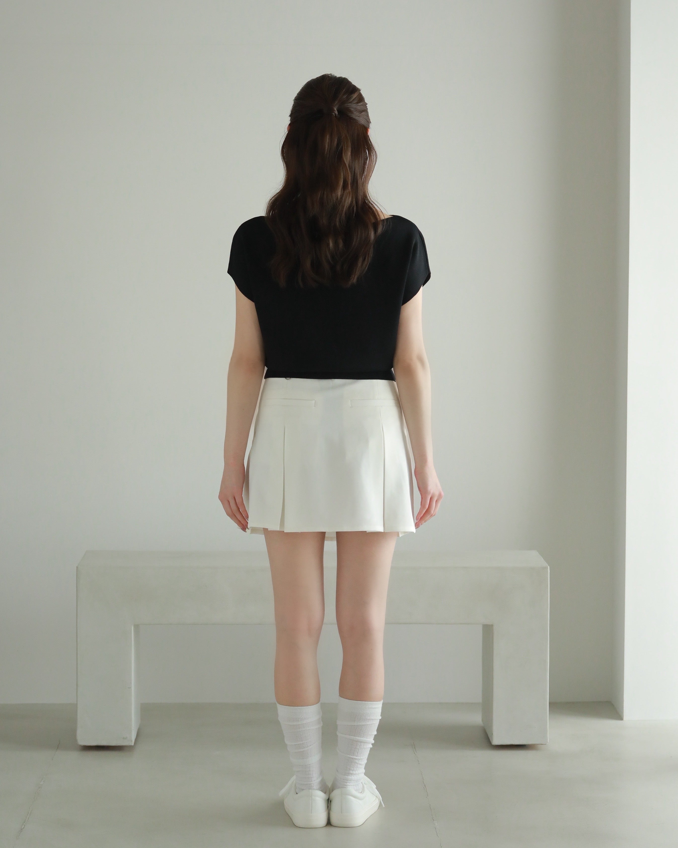 Side pleats skirt (WHITE)