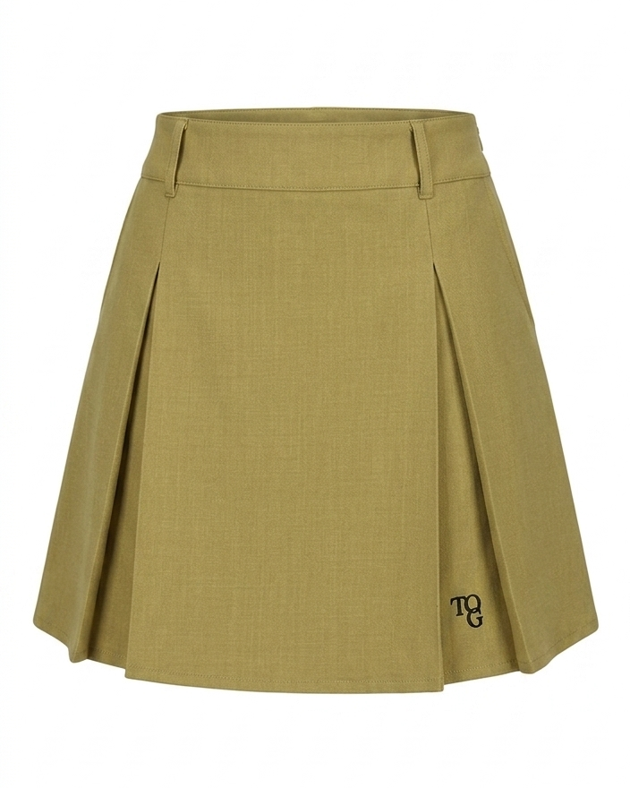 Side pleats skirt (BEIGE)