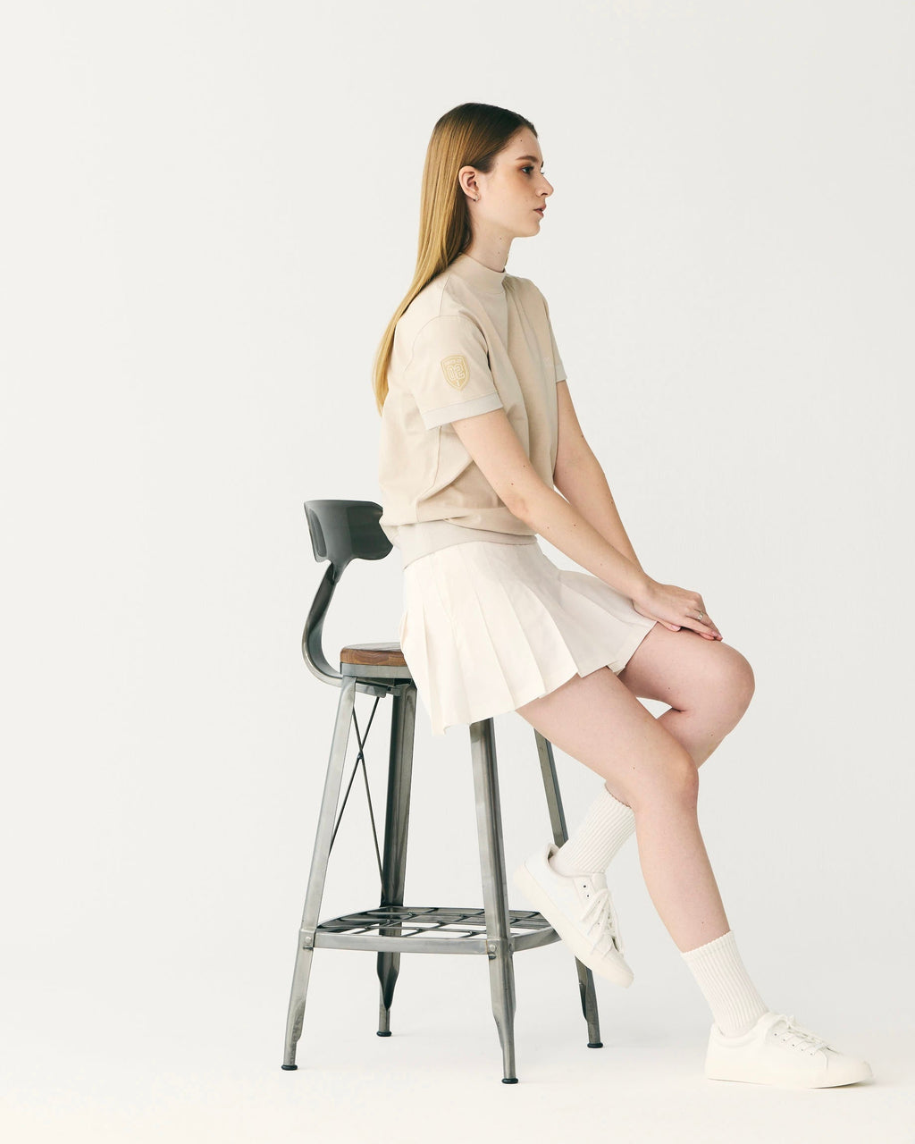 Short Sleeves Mock | BEIGE