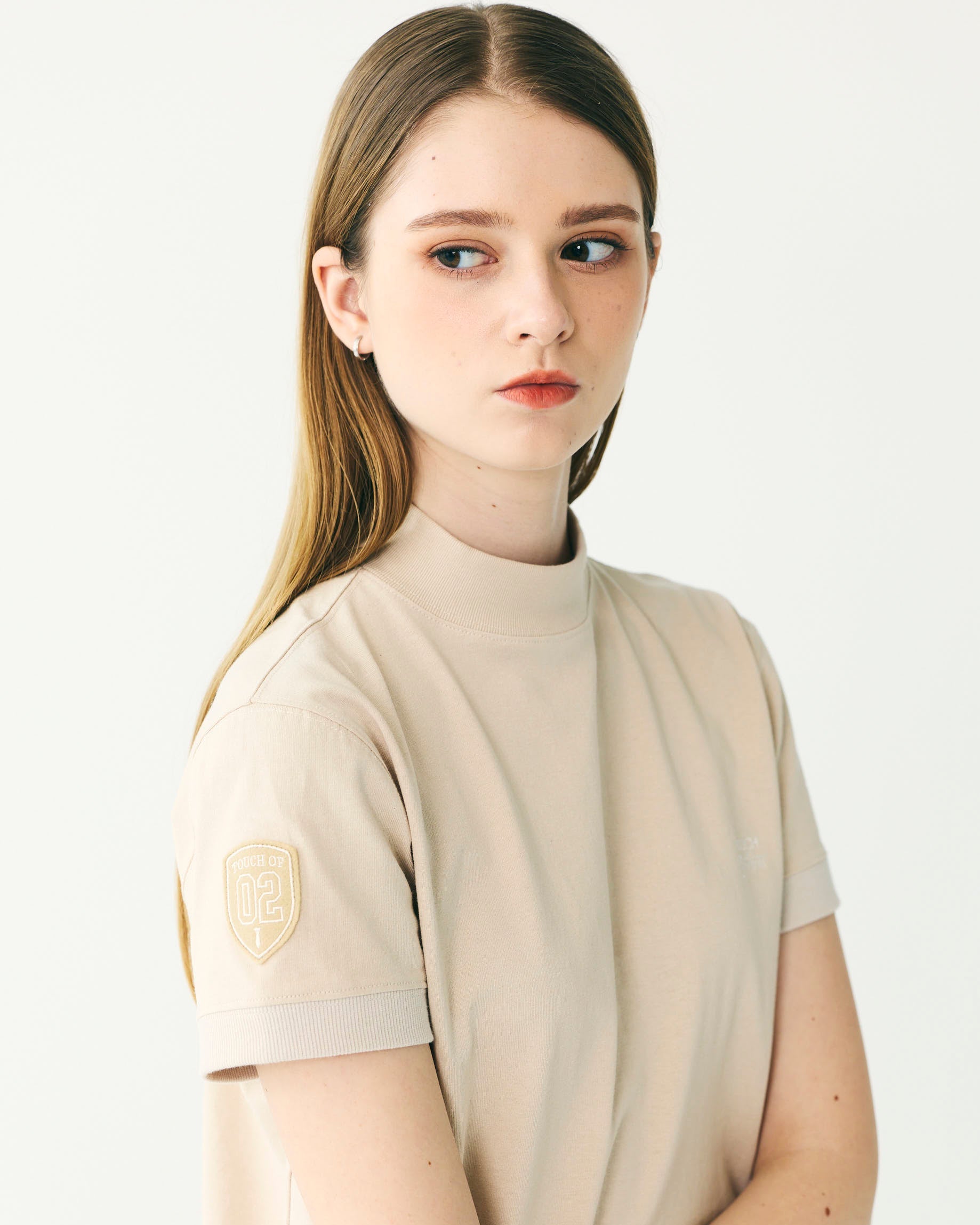 Short Sleeves Mock | BEIGE